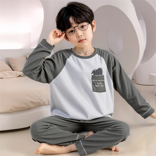 儿童睡衣男童春秋季长袖纯棉全棉大童男孩青少年可外穿家居服套装