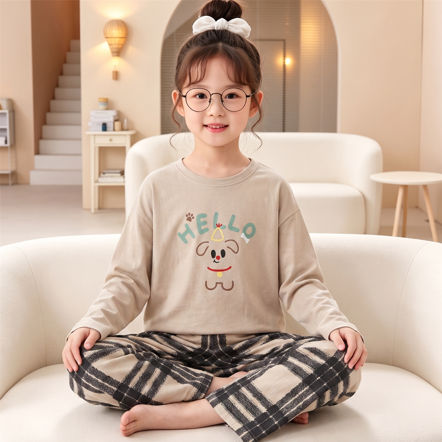 儿童睡衣女童秋季新款长袖纯棉女孩中大童小孩宝宝家居服两件套装