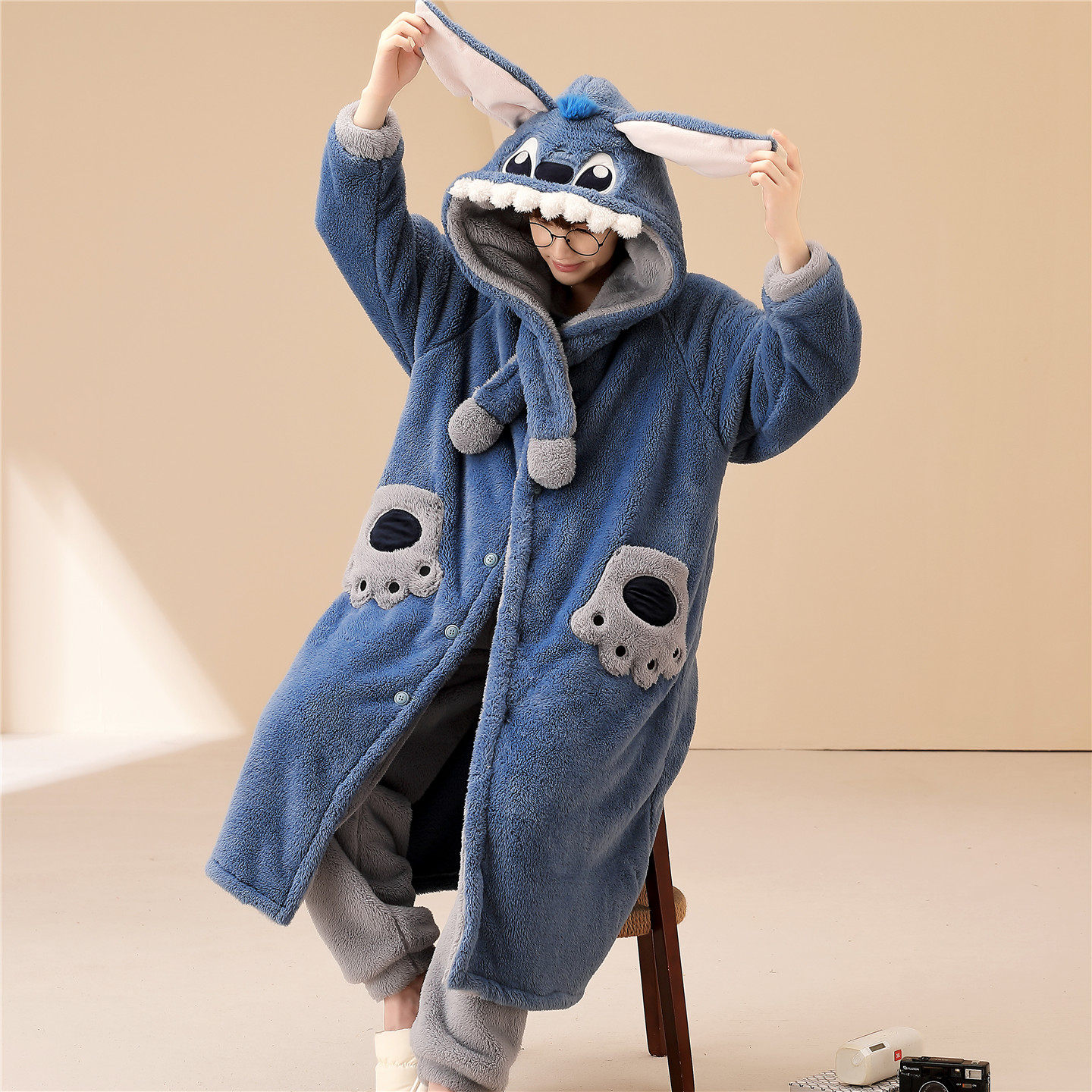 睡衣男秋冬季加厚珊瑚绒大童男孩青少年学生加大码200斤睡袍套装