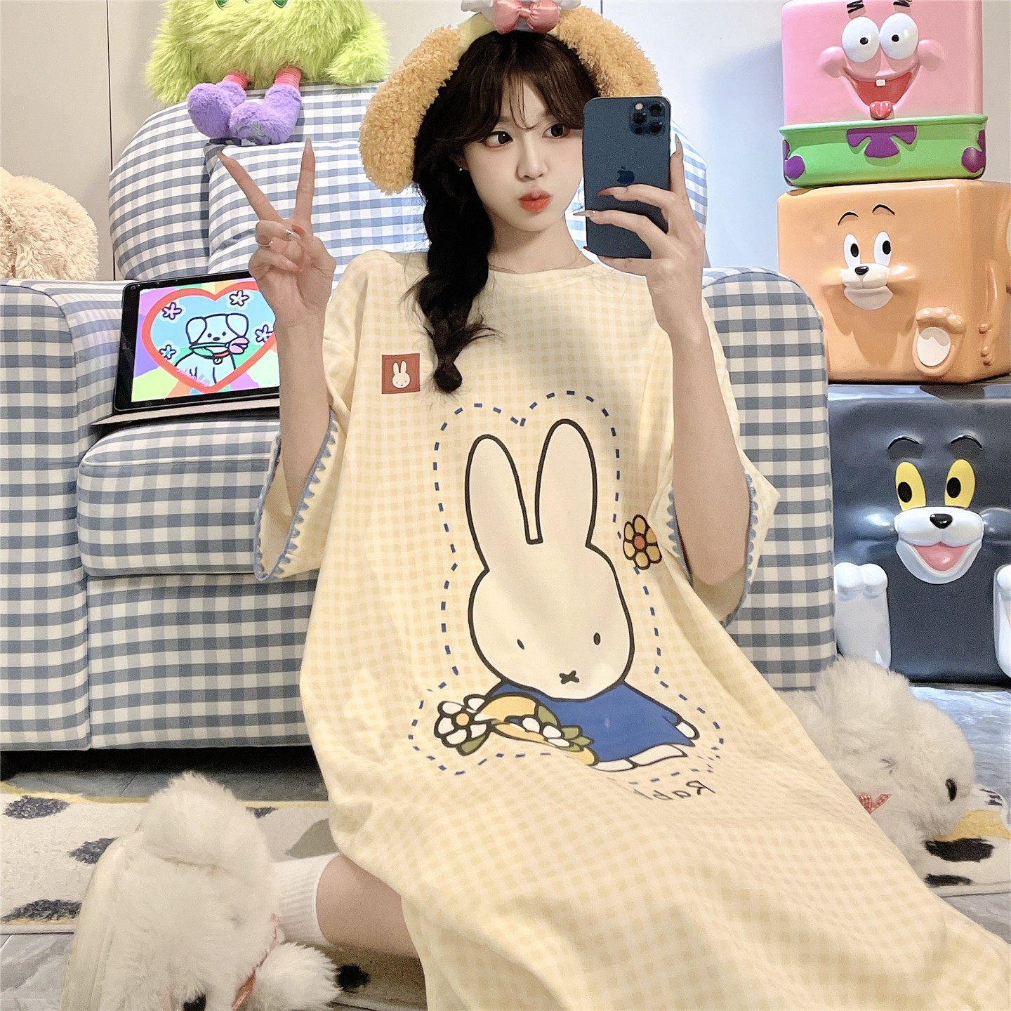 睡裙女生夏季薄款短袖纯棉大童女孩学生甜美公主家居服睡衣12岁15