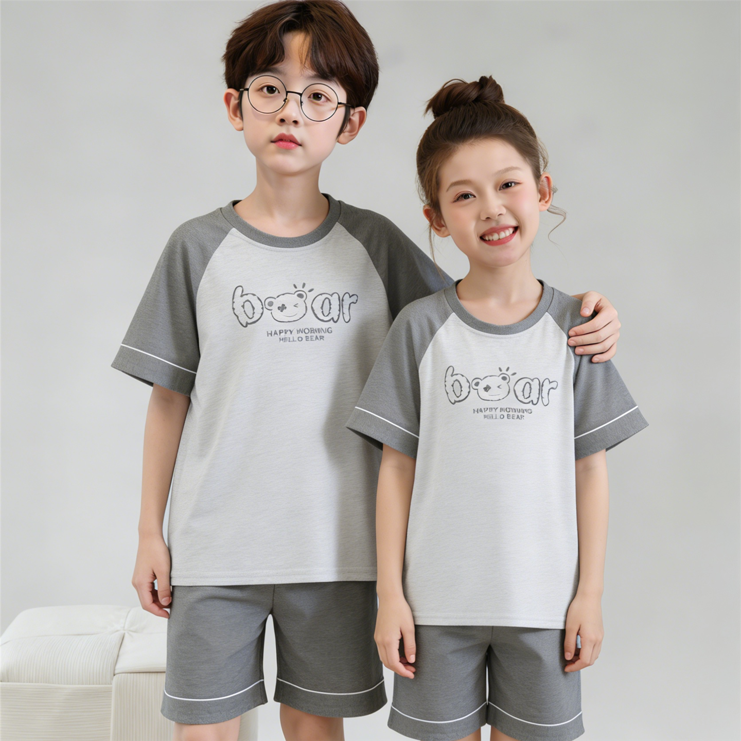 2026新款儿童睡衣男童夏季薄款短袖纯棉男孩女童中大童家居服套装