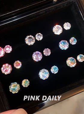 爆闪闪钻钛钢手捧花耳钉