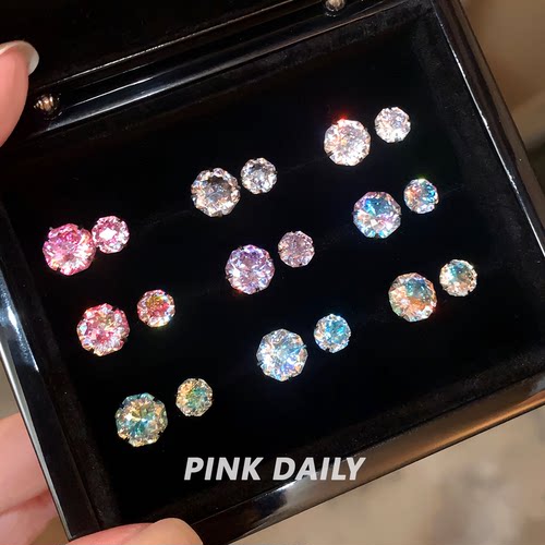 爆闪闪钻钛钢手捧花耳钉