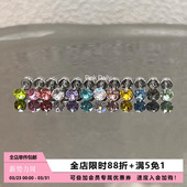 PinkDaily爆闪小巧4mm华子钛钢耳钉女蓝色耳蜗钉绝美耳骨钉耳饰