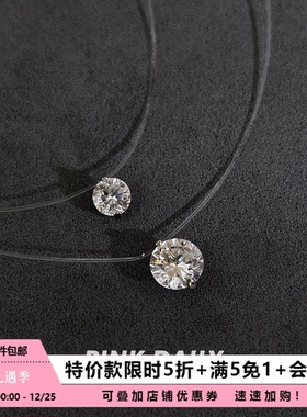 透明鱼线爆闪锆石项链轻奢高级感