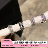 Pink Daily万花筒十字架耳圈耳扣双耳洞叠戴高级感锆石耳环超闪