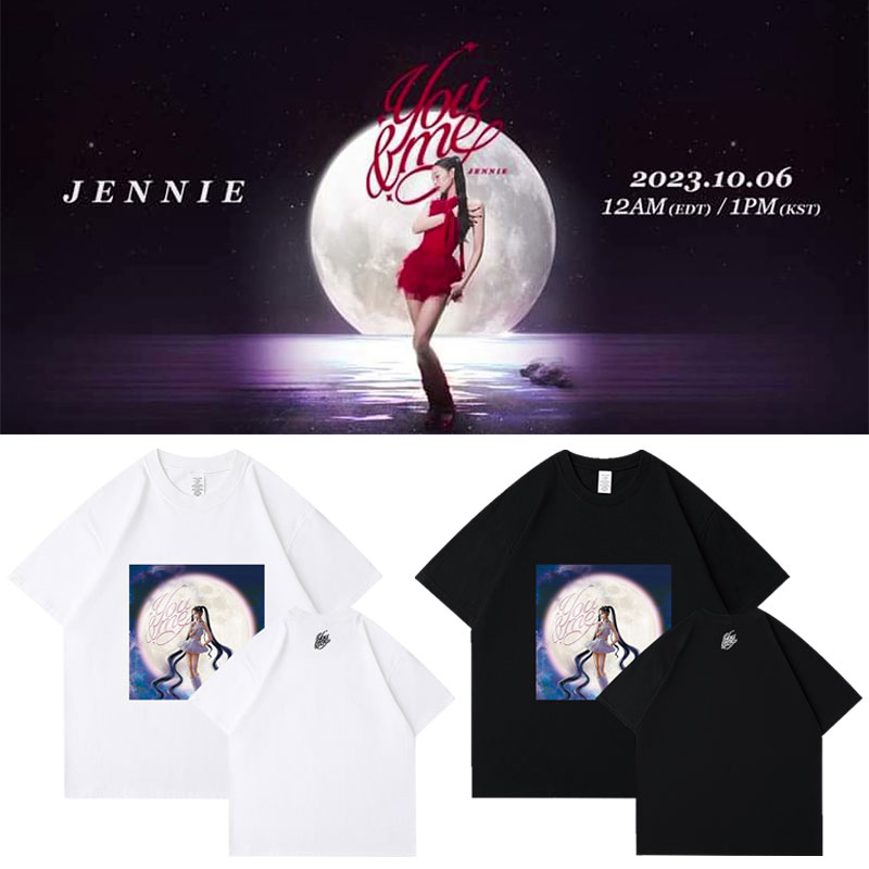 blakpink金珍妮专辑JENNIE YOU&ME同款短袖T恤印花纯棉上衣服夏季