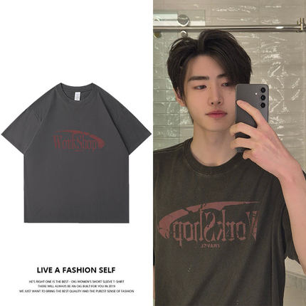 ENHYPEN朴成训同款短袖T体恤落肩宽松圆领印花衣服打底衫夏季男女