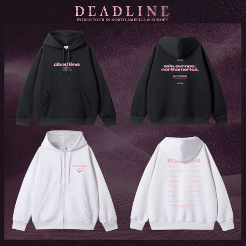 BLACKPINK北美欧洲演唱会DEADLINE周边衣服卫衣服拉链套头连帽衫