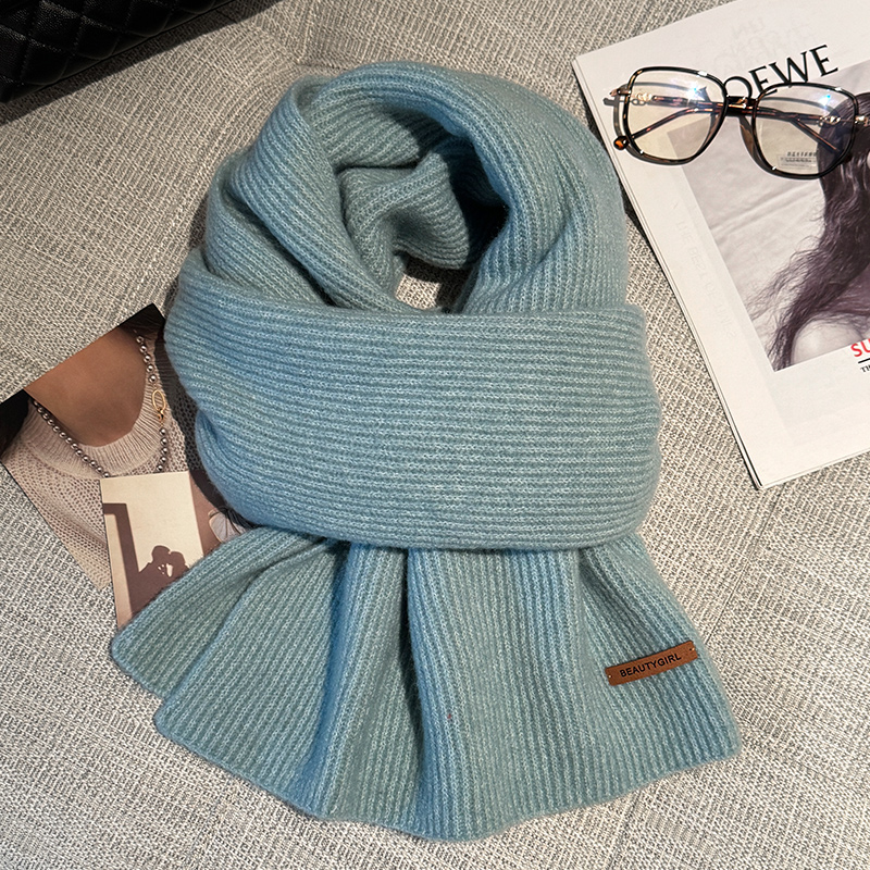 2025新款纯色针织围巾高级感韩系