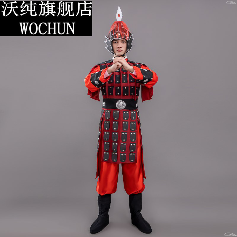 秦汉古代成人戏剧盔甲服装演出服男女将军古装铠甲士兵表演服套装图片