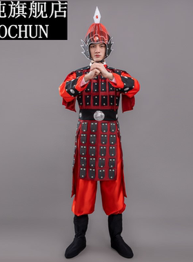 秦汉古代成人戏剧盔甲服装演出服男女将军古装铠甲士兵表演服套装
