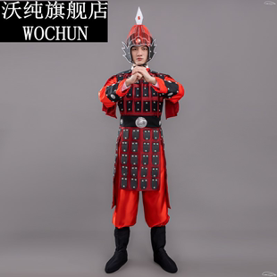 秦汉古代成人戏剧盔甲服装演出服男女将军古装铠甲士兵表演服套装