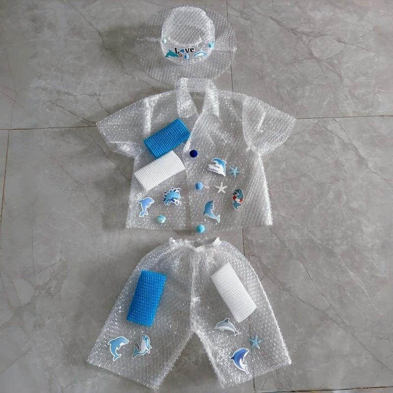 环保时装秀儿童服装幼儿园男童走秀手工diy创意海洋主题环保衣服