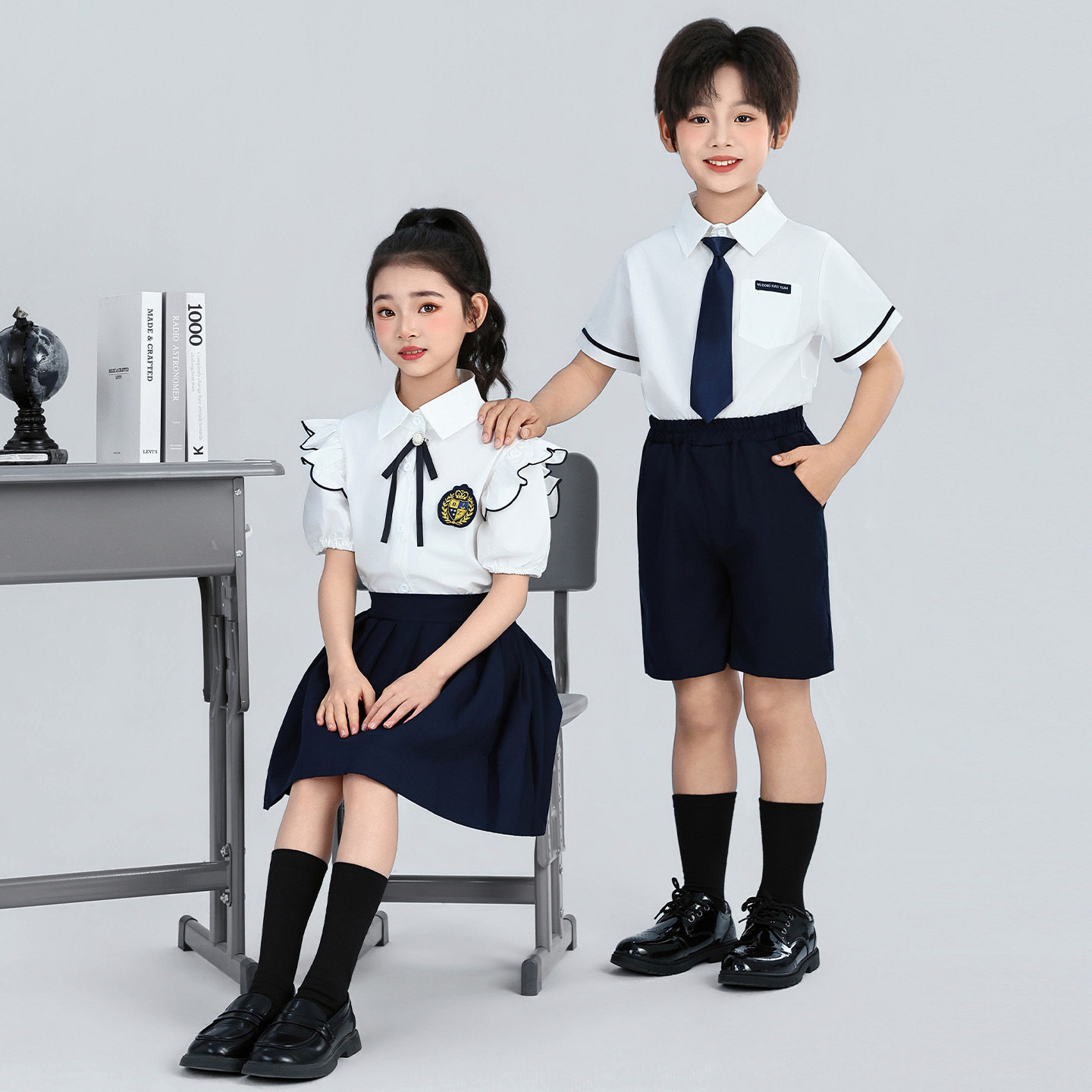 幼儿园园服夏装英伦风小学生校服套装六一演出班服儿童学院风短袖