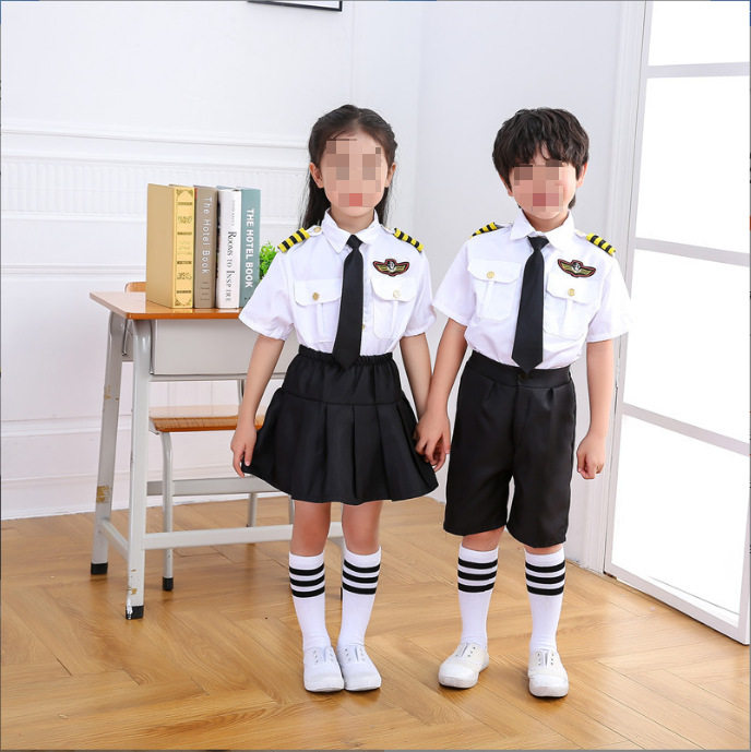 儿童表演服装空军空姐机长制服男童女童小学生空乘套装表演出套装