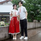 民国风班服初中学生毕业照套装 汉服中国风合唱舞蹈比赛演出服男女