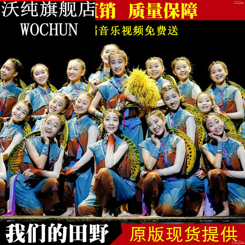 第十届小荷风采我们的田野儿童演出服女童舞蹈服道具斗笠表演服装