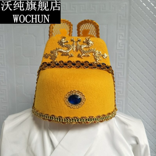 皇帝龙帽龙王冠汉朝汉代皇上头冠帽子大汉天子帽平顶冠古装演出帽