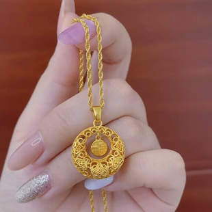 古法祥云福牌花丝双面灵动平安扣项链福气满满平平安安毛衣链气质