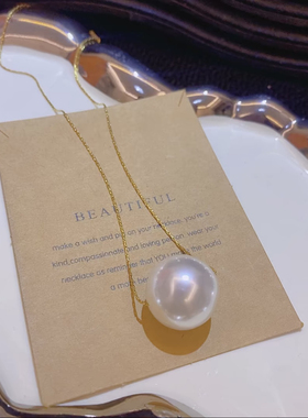 铜垂纹链项链一颗珍珠气质小众