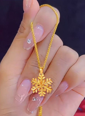 雪花项链女轻奢小众设计感ins时尚百搭金色锁骨链气质高级感颈链