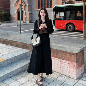 秋天的连衣裙新款超长裙垂坠感长群到脚踝衣服女2023新款爆款秋装