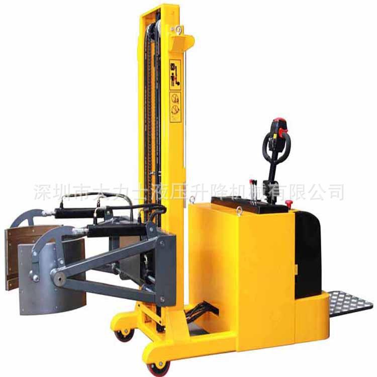 420KG升高2.3米无前腿全电动油桶堆高车油桶倒料翻转堆高车