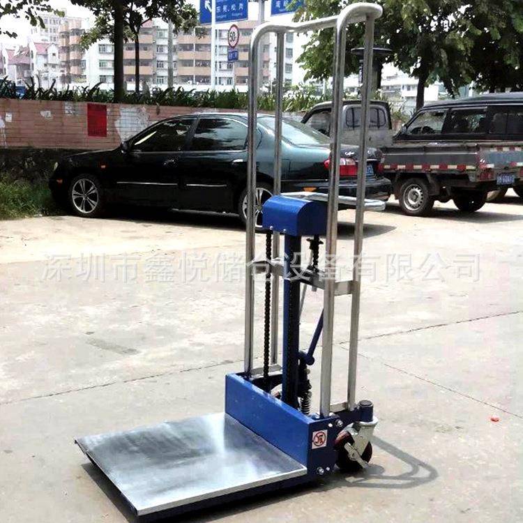 400KG迷你型堆高车升高叉车脚踩液压升降搬运车轻型手动工位车