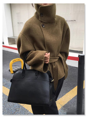 秋冬双面羊毛立领短款大衣女