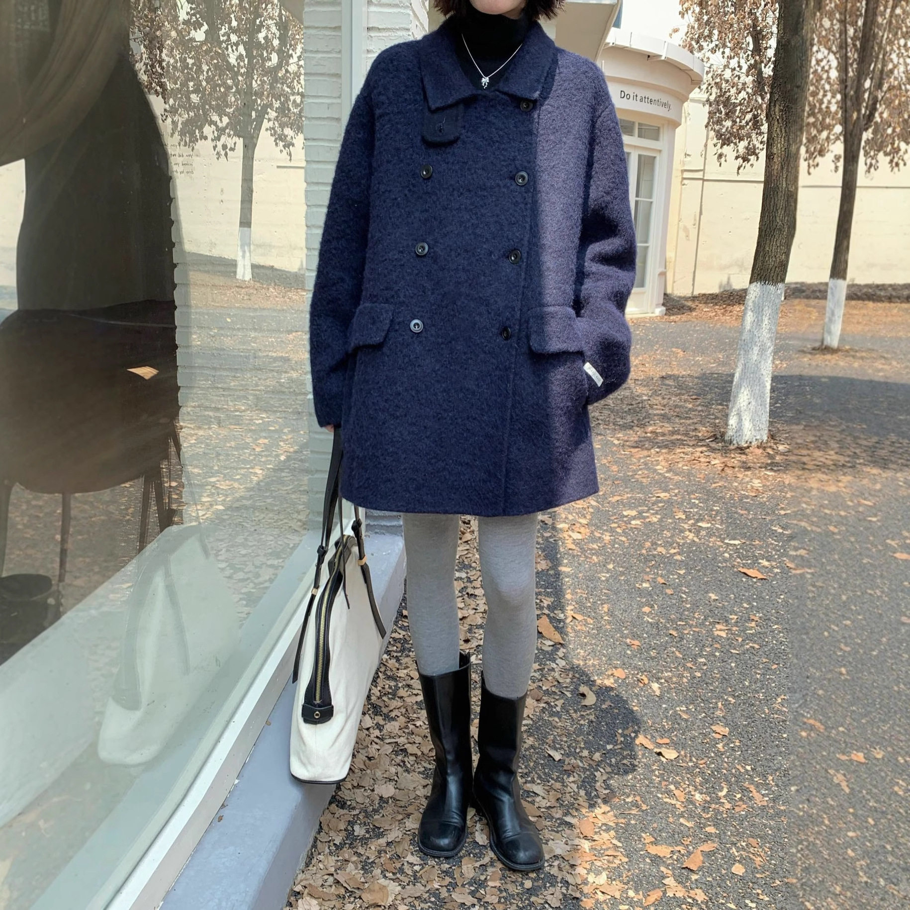 羊绒大衣女韩国东大门ounce新款baby大衣简约时尚小领苏力外套女