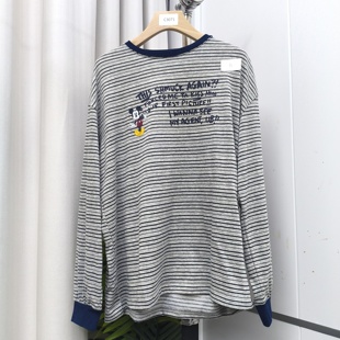 C3071 撞色条纹前后米奇字母T恤BXT610221C