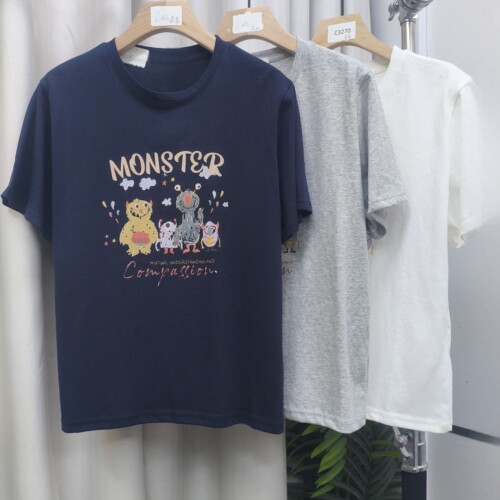 C3270   MONSTER趣味小怪兽短袖T恤BXT620116D