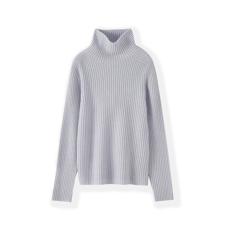 百搭抽条堆堆领~2025冬季新款女高领套衫100纯羊绒衫加厚保暖打底