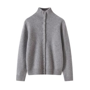 加厚高领羊绒衫女开衫100%纯山羊绒针织外套包扣短款毛衣2025新款