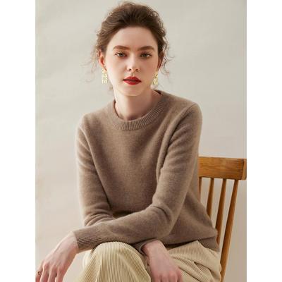 秋冬新款羊绒衫女双股加厚低圆领秋冬新款套头显瘦毛衣打底衫内搭