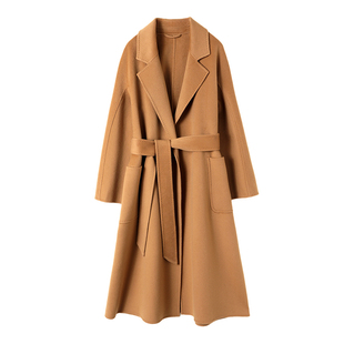 MM家同款浴袍款长款15微米100%纯山羊绒双面呢子大衣外套8833