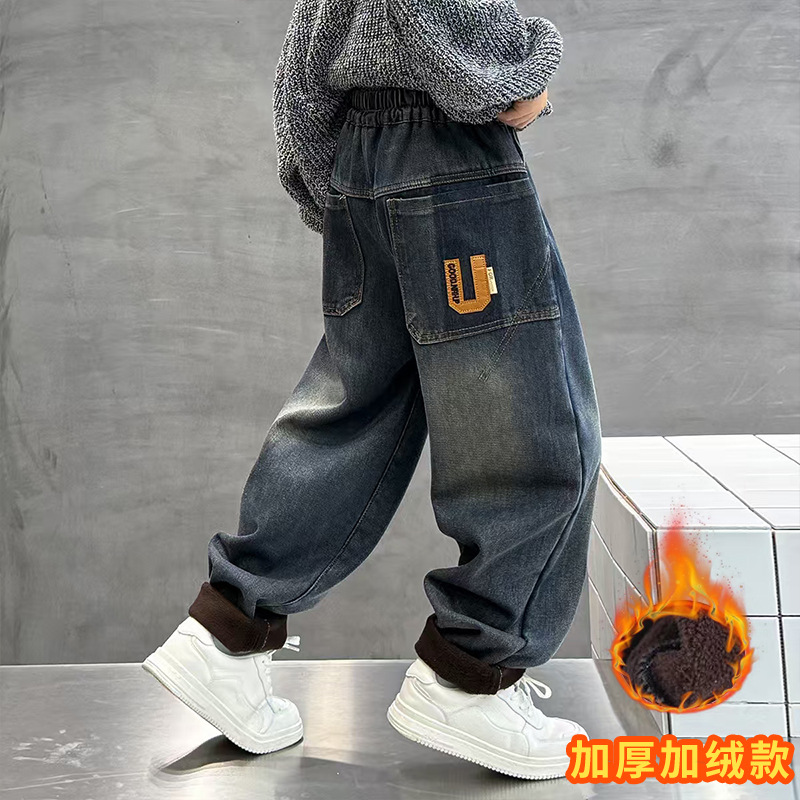 男童牛仔裤秋冬款2025新款