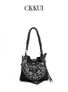 CKKUI 迪丽热巴同款腰果花尼龙包女款2025初夏穿搭刺绣单肩托特包