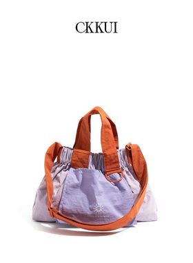 CKKUI帆布包新加坡小众设计潮牌撞色手提包包百搭折叠购物袋小号