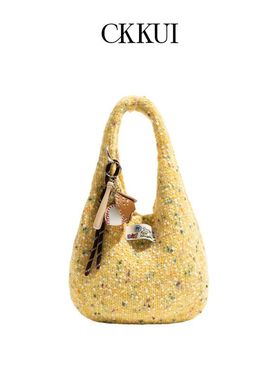 CKKUI韩系精致小众编织包包2025秋冬新款针织包慵懒松弛手提包