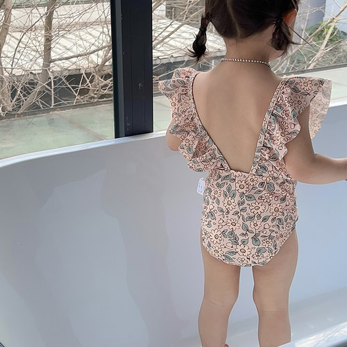 女童连体小碎花游泳衣