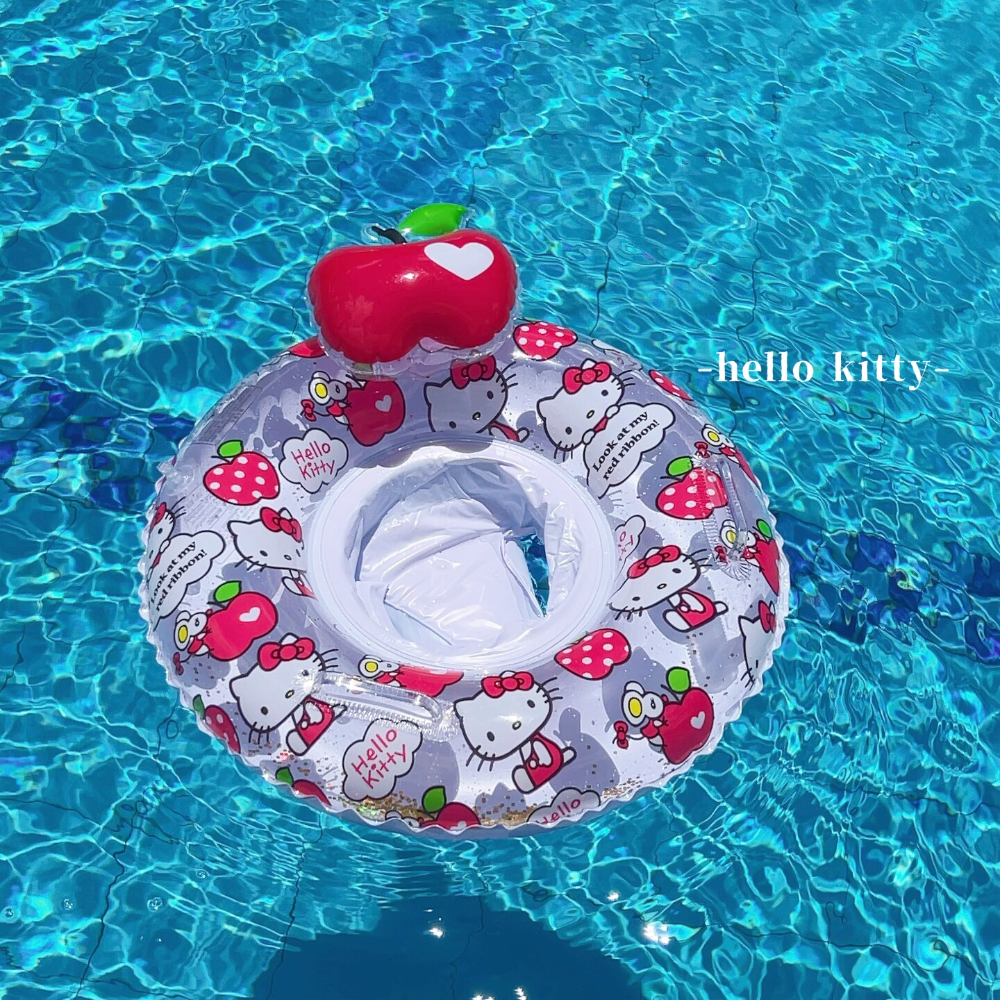 hellokitty游泳圈儿童座圈透明救生圈夏季游泳池宝宝戏水玩具可爱