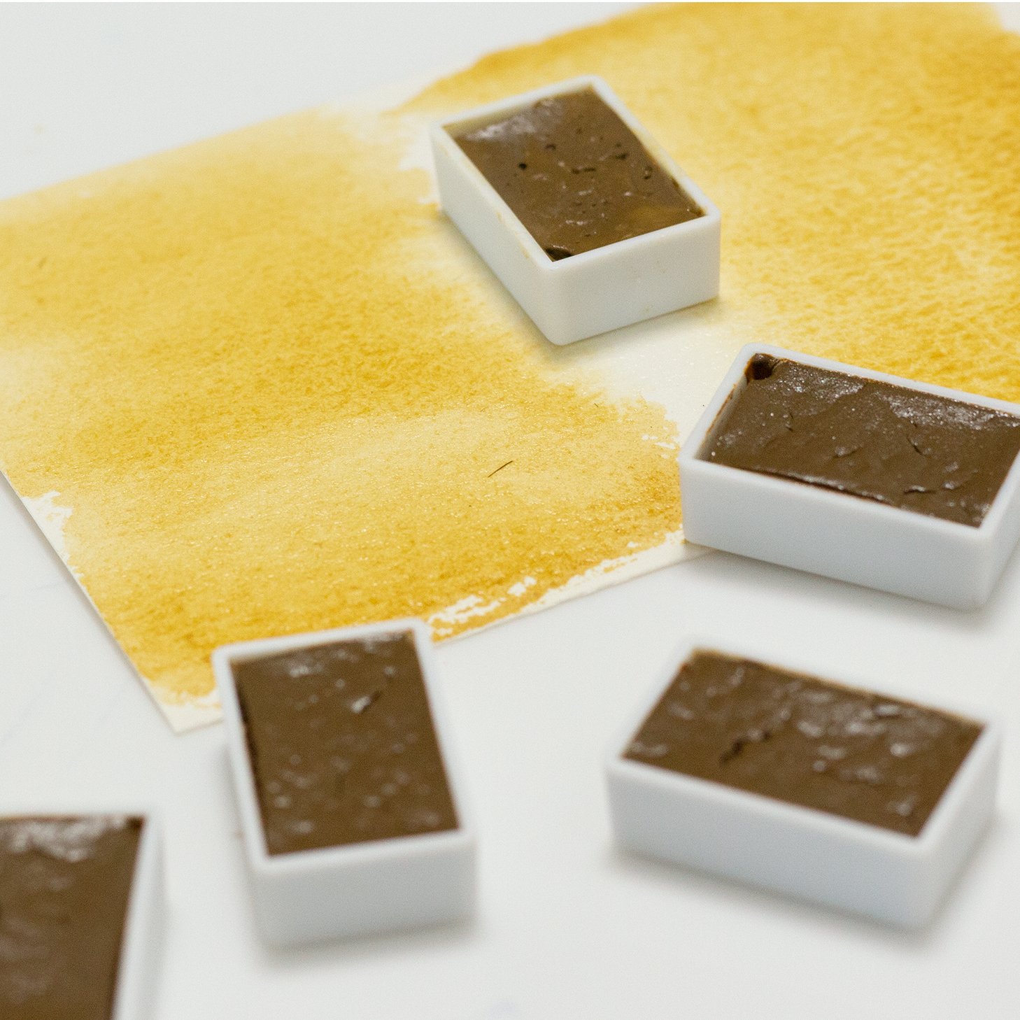 生赭 raw sienna天然大地色手工固体水彩颜料风景写生秋天的色彩