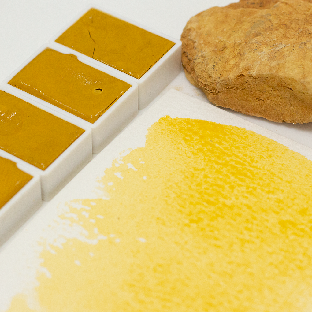 浅土黄 yellowochrelight 全块天然单一色粉手工固体水彩黄色颜料