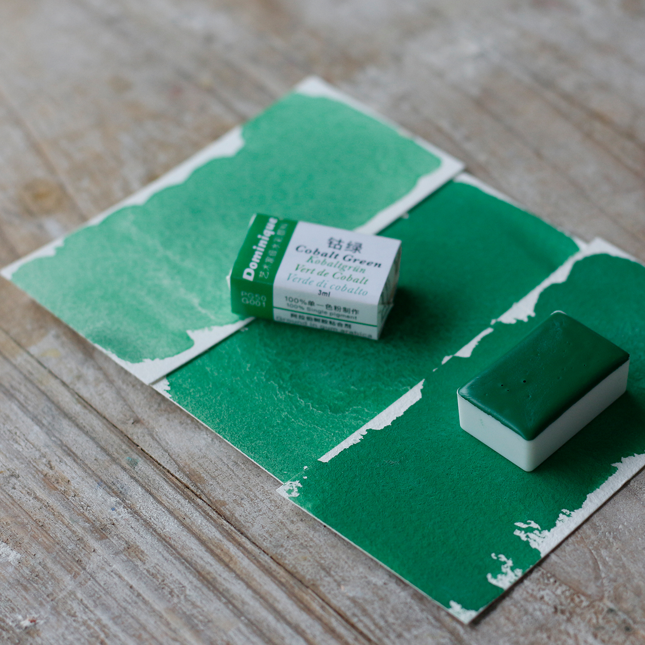 钴绿多米尼格艺术家系列固体水彩颜料不透明绿无机颜料