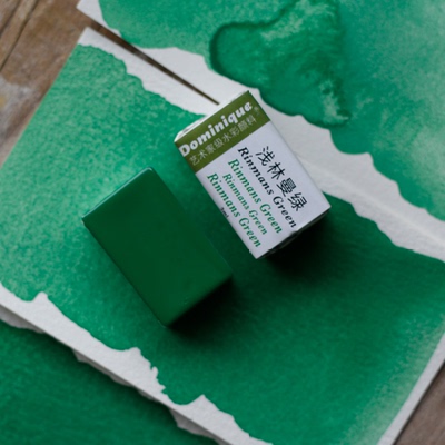 浅林曼绿 PG50 高含量色粉不透明绿色固体水彩颜料中等沉淀水彩