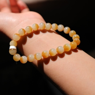 新疆和田玉手串且末金山糖白颗颗聚宝盆特细玉质细腻油润 毕业级