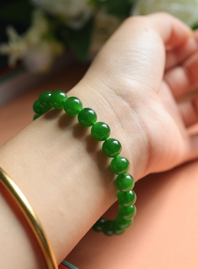 和田玉碧玉手串七号矿俄料8mm