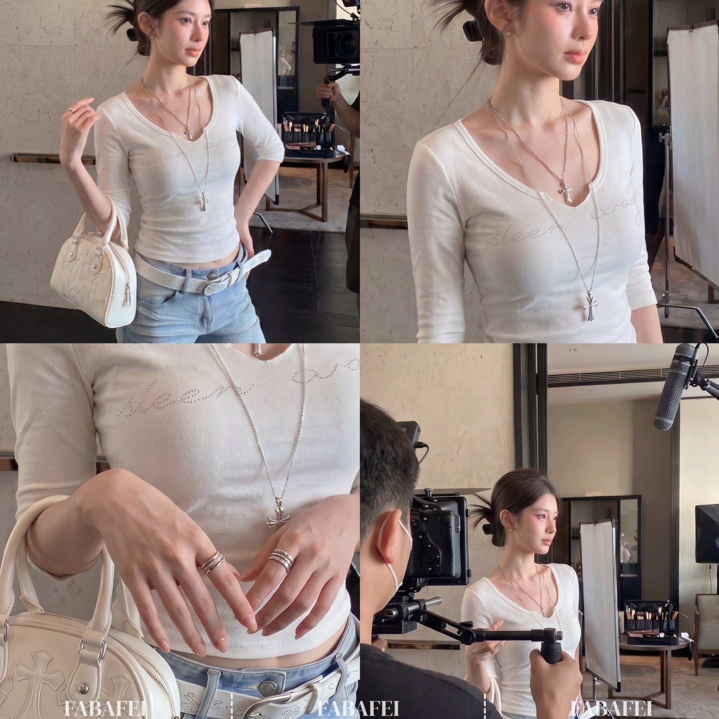 韩版简约烫钻字母长袖t恤女夏款甜辣妹低领正肩体恤修身显瘦上衣图片
